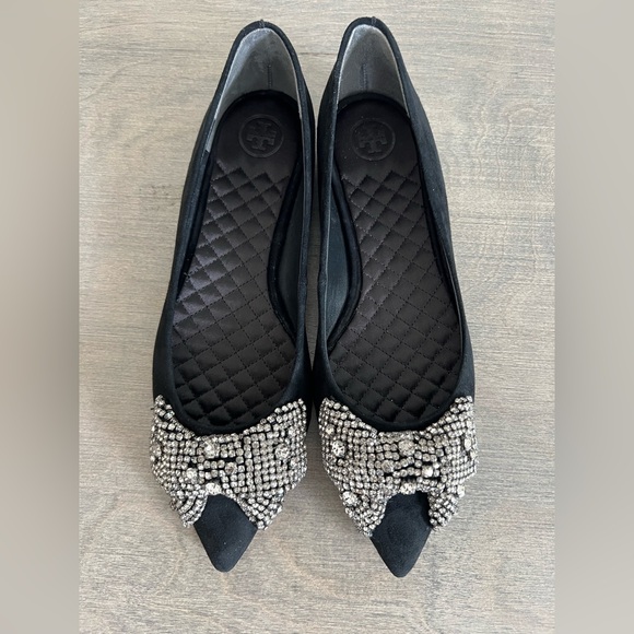 Tory Burch ESME Flat Kid Suede /Crystal Shoes - Picture 3 of 9